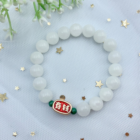 Women's Fashion White Marble Beads Gemstone Bracelet