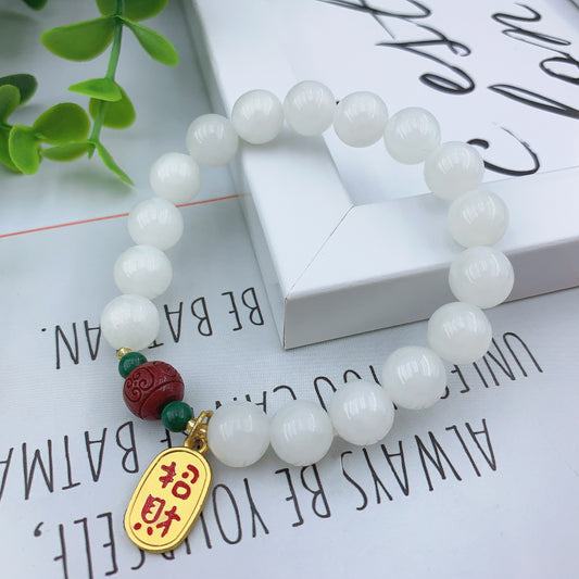 Women's Fashion White Marble Beads Gemstone Bracelet