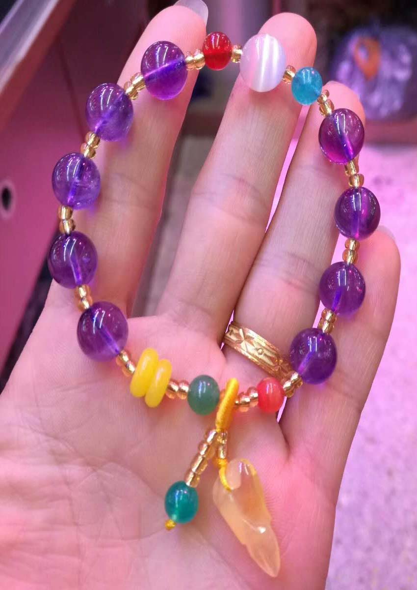 Women's Amethyst Beads Gemstone Bracelet