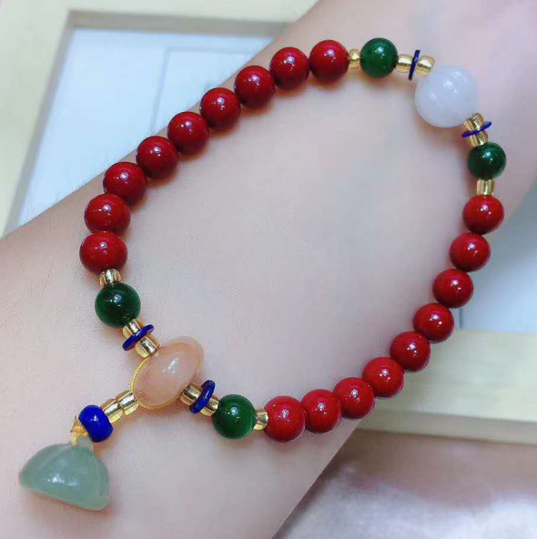 Women's Zinnober Beads Gemstone Bracelets