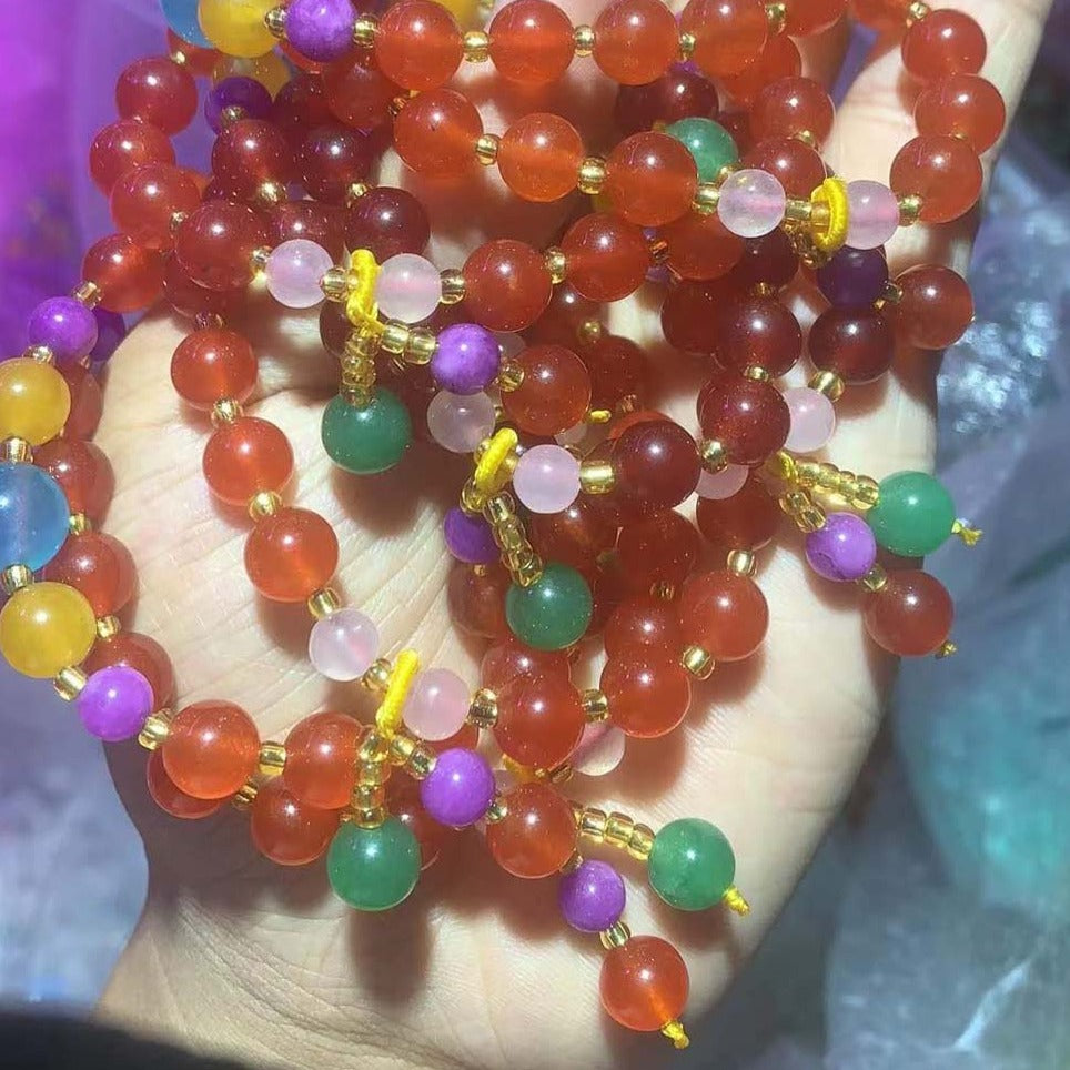 Women's Fashion Red Onyx Beads Gemstone Bracelet