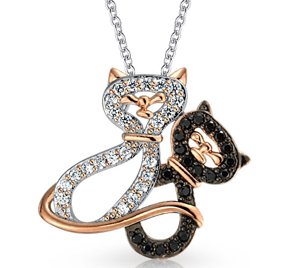 Women's Fashion Animal Cat CZ Pendant Necklace