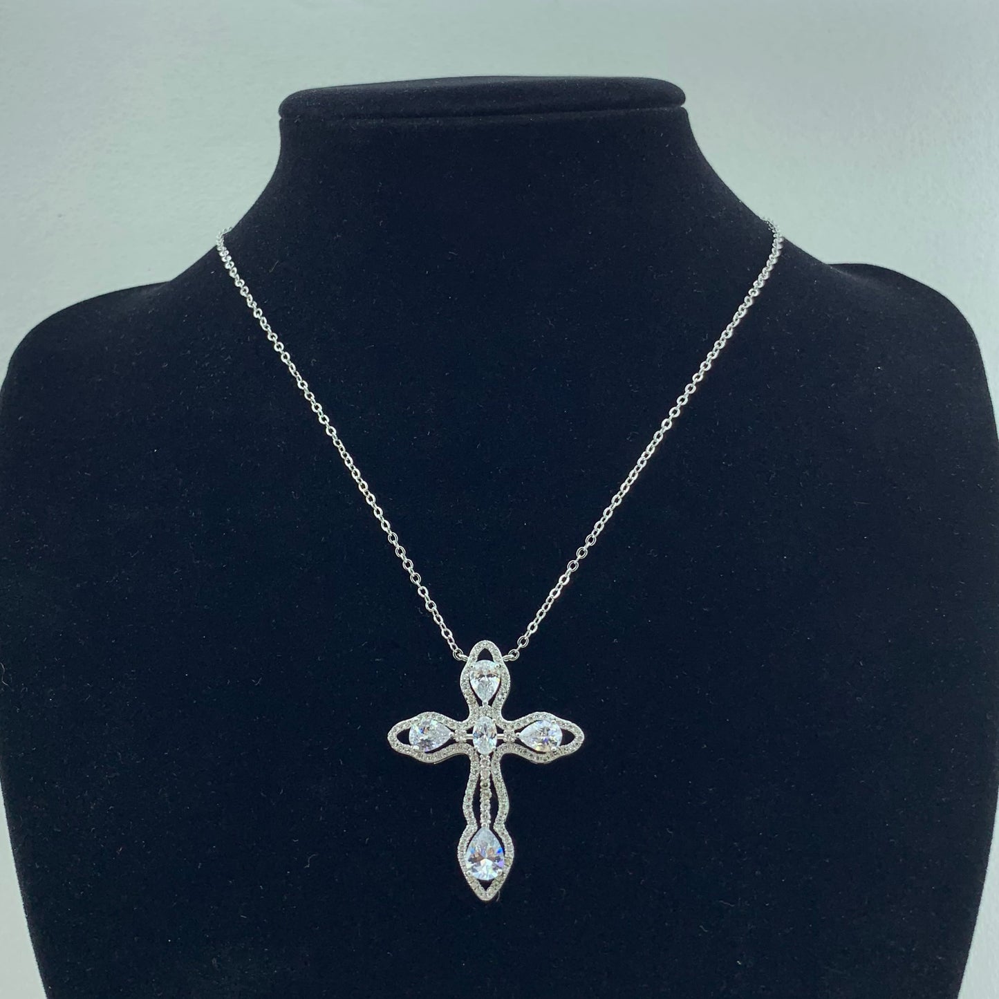 Womens's CZ  Pendant Cross Necklace