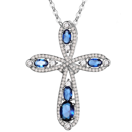 Womens's CZ Pendant Cross Necklace