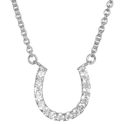 925 Silver Horseshoe CZ Necklace