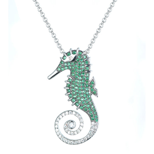 Women's Fashion Animal Seahorse CZ Necklace