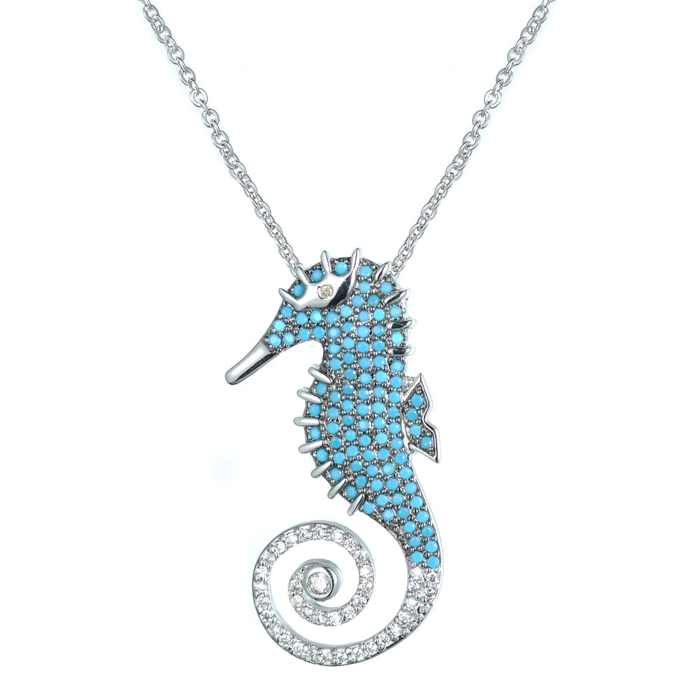 Women's Fashion Animal Seahorse CZ Necklace