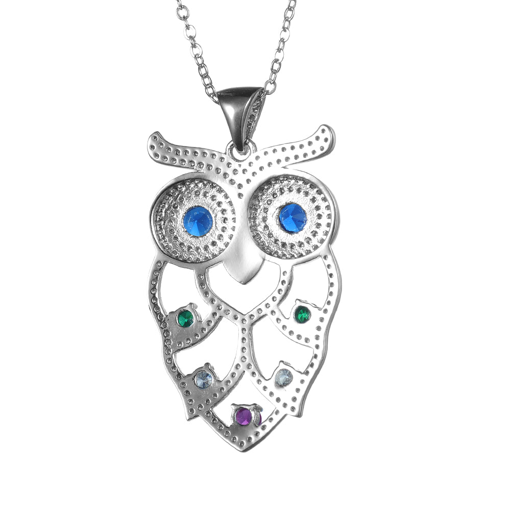 Women's Fashion Animal Owl CZ Pendant Necklace