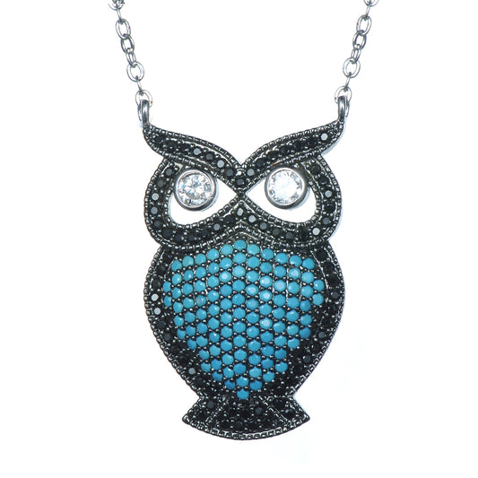 Women's Fashion Animal Owl CZ Pendant Necklace