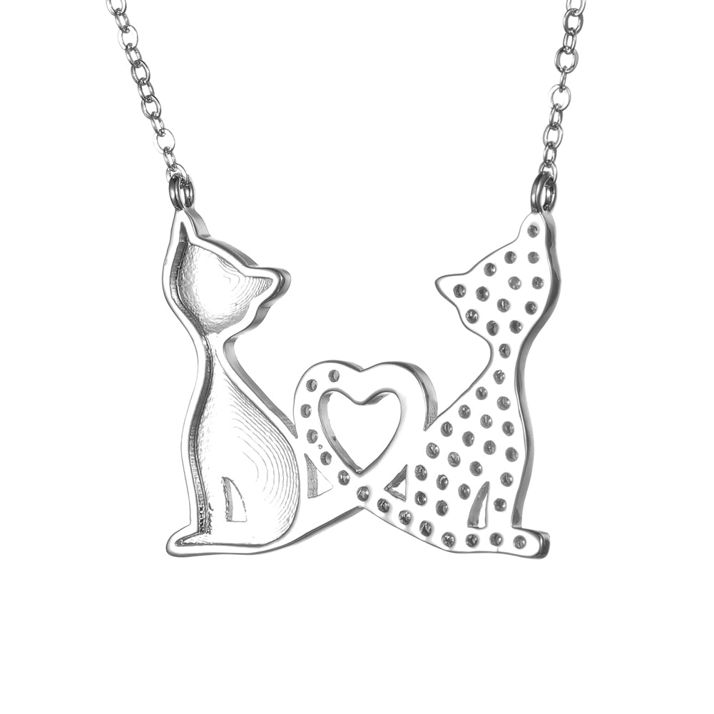 Women's Fashion Animal Cat CZ Necklace