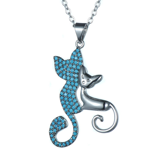 Women's Fashion Animal Cat CZ Necklace