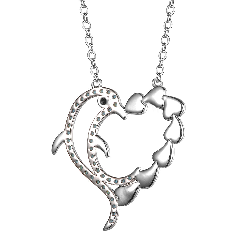 Women's Fashion Animal Dolphin CZ Pendant Necklace