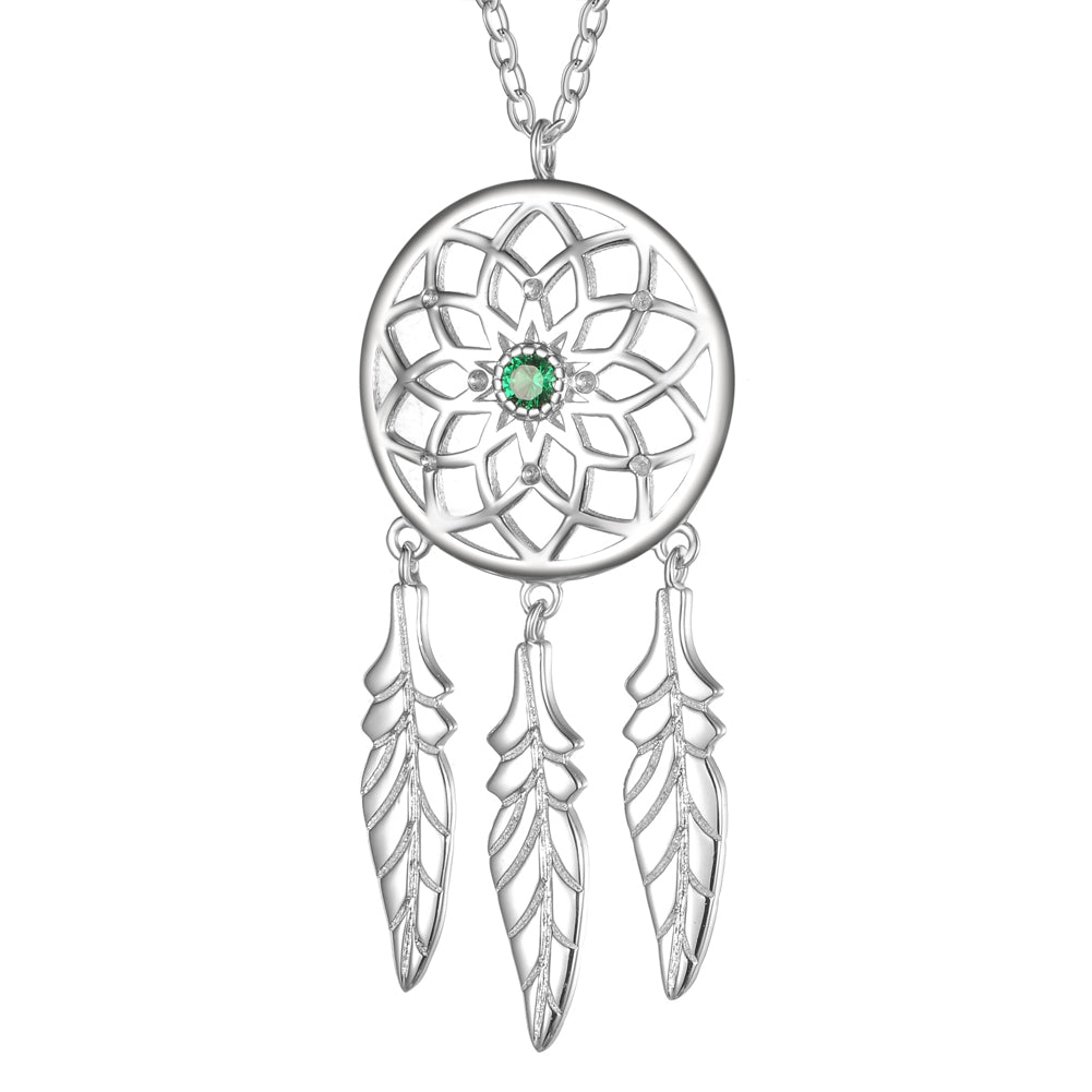 925 Silver Indian Dreamcatcher Pendant Necklace