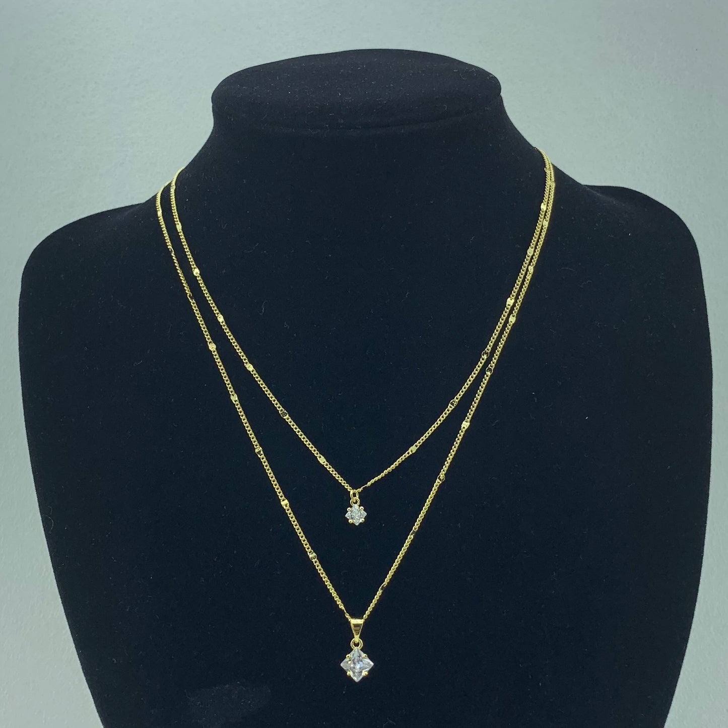 Women's Fashion CZ Double Layered Necklace