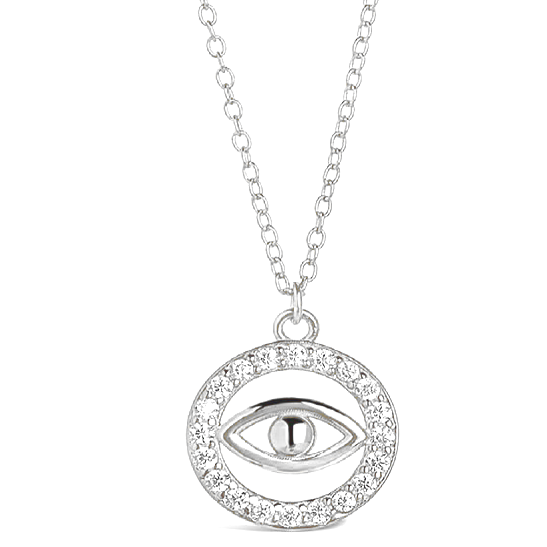 Women's CZ Evil eye Pendant Necklace