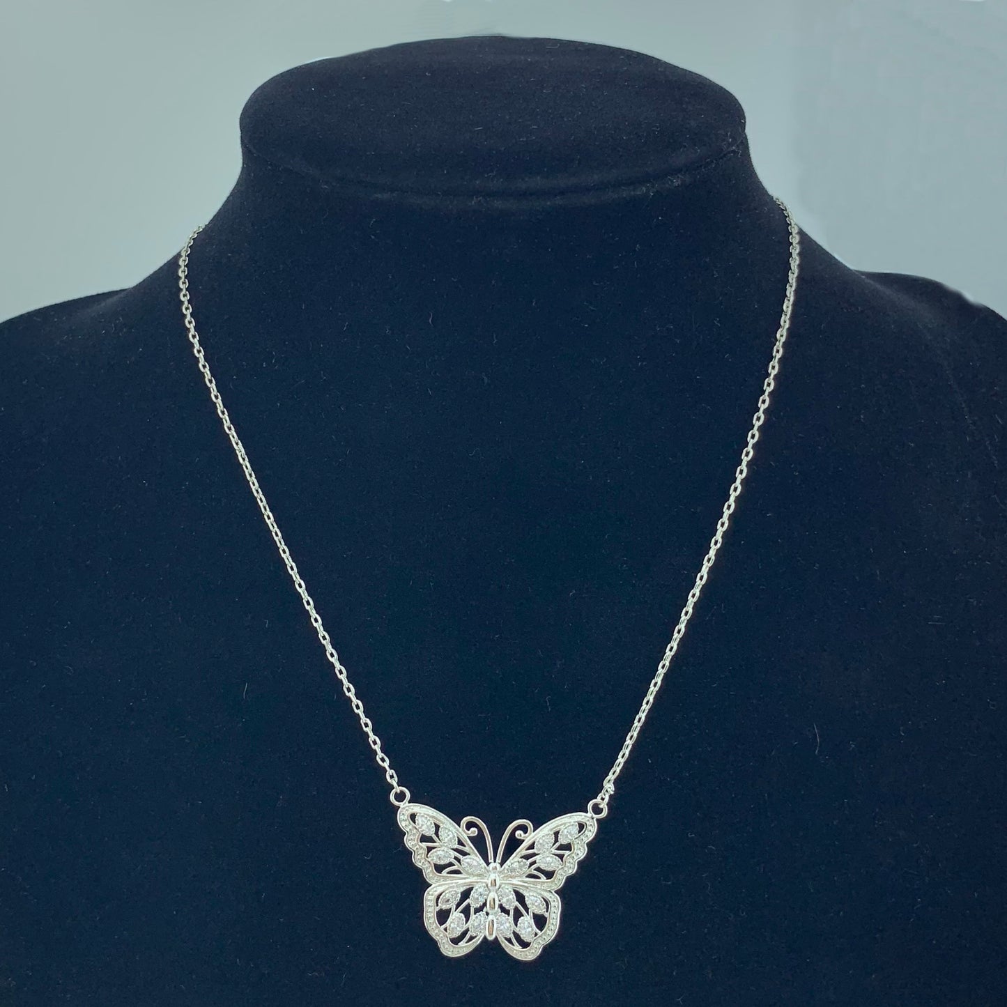 Women's Butterfly CZ Pendant Necklace