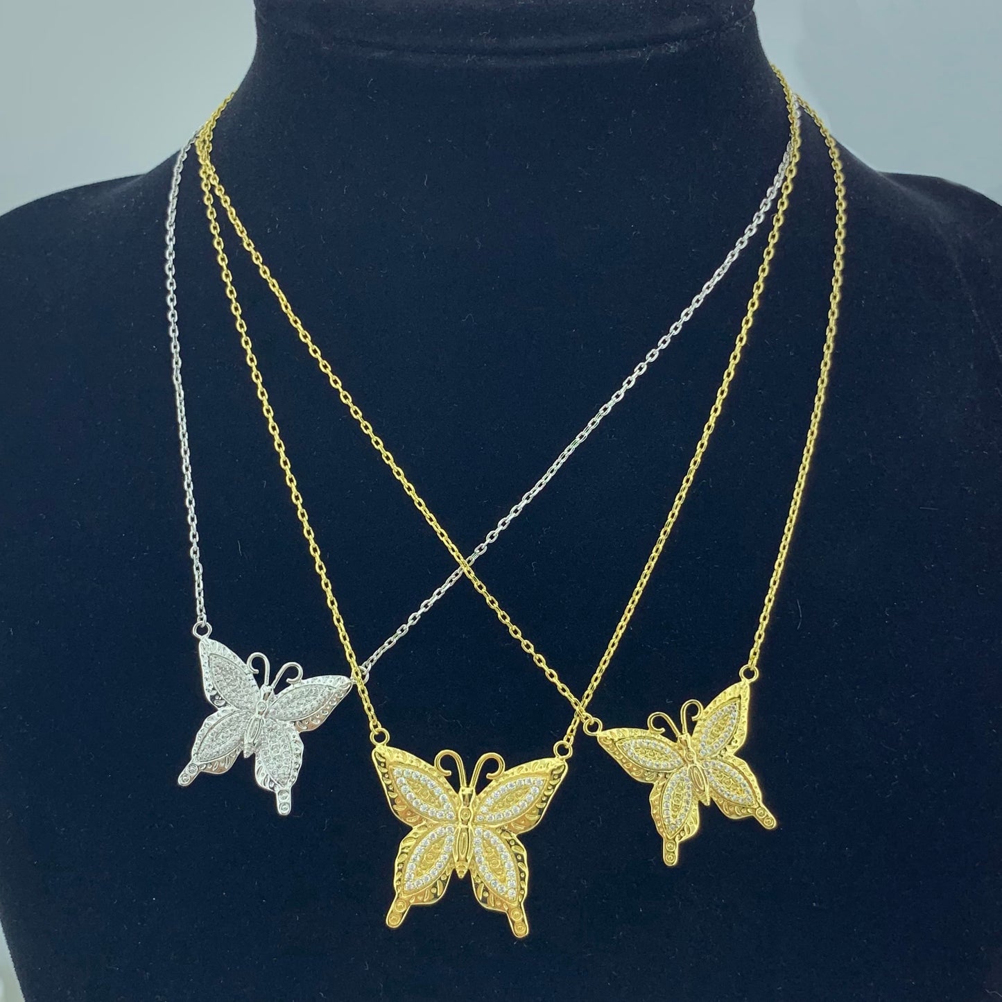 Women's CZ Butterfly Pendant Necklace