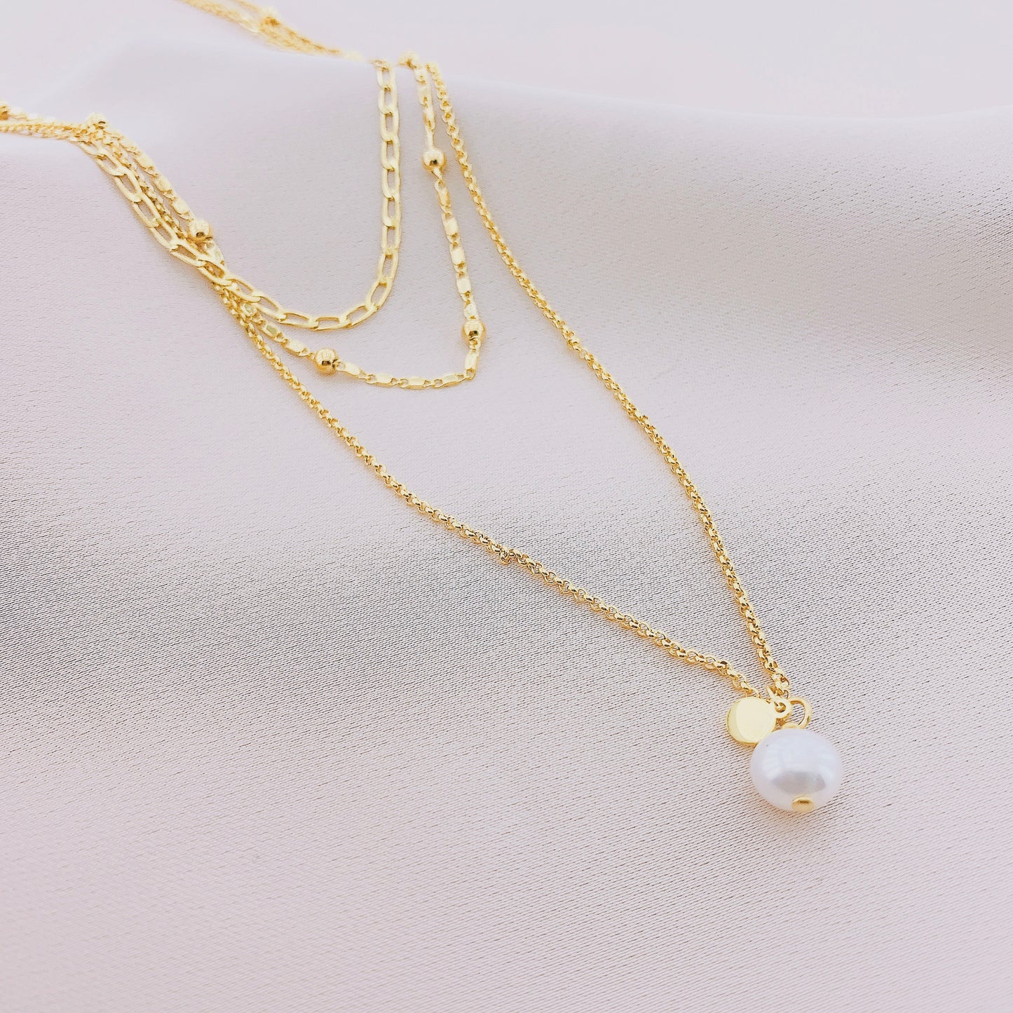 Women's Long Layer Chain Pearl Necklace