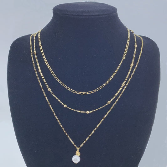 Women's Long Layer Chain Pearl Necklace