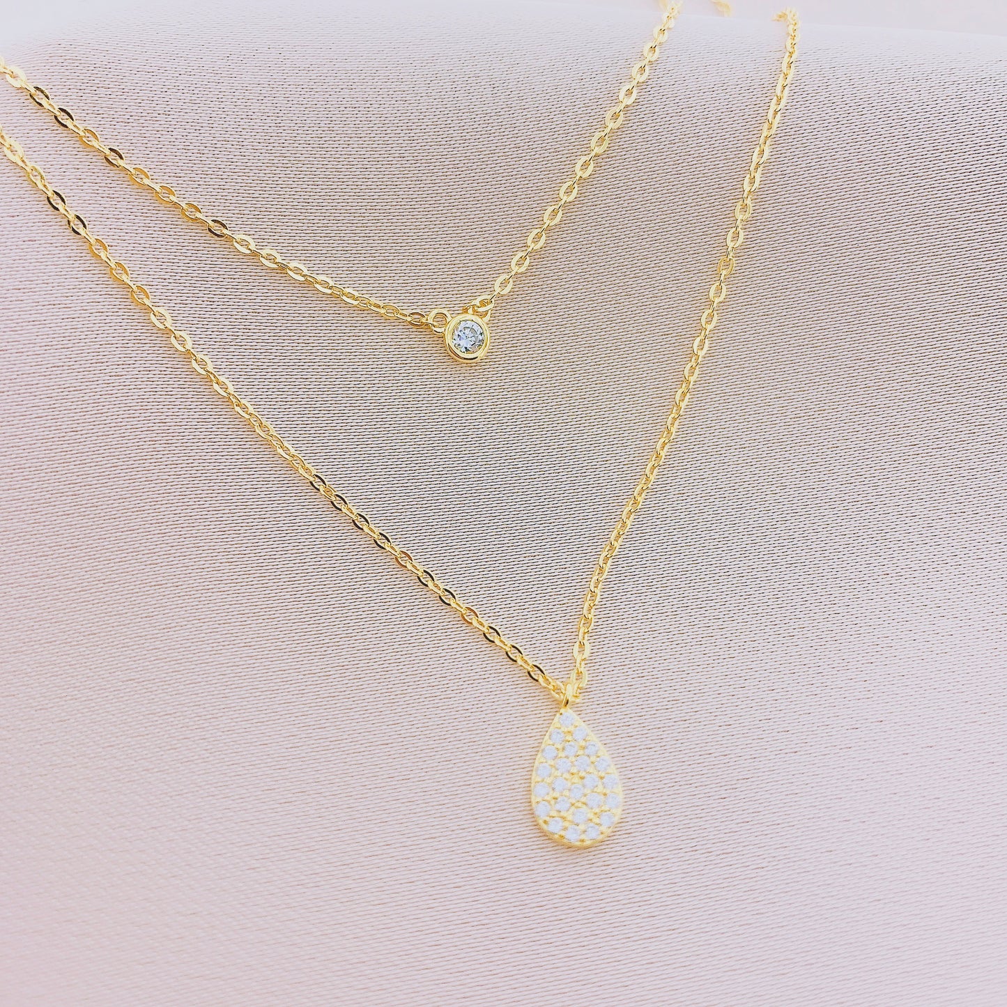 925 Silver Double Layered CZ Necklace