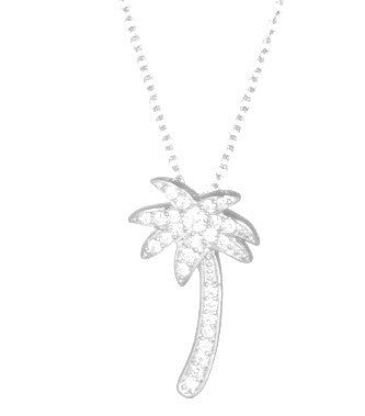 925 Silver Palm Tree CZ Pendant Necklace
