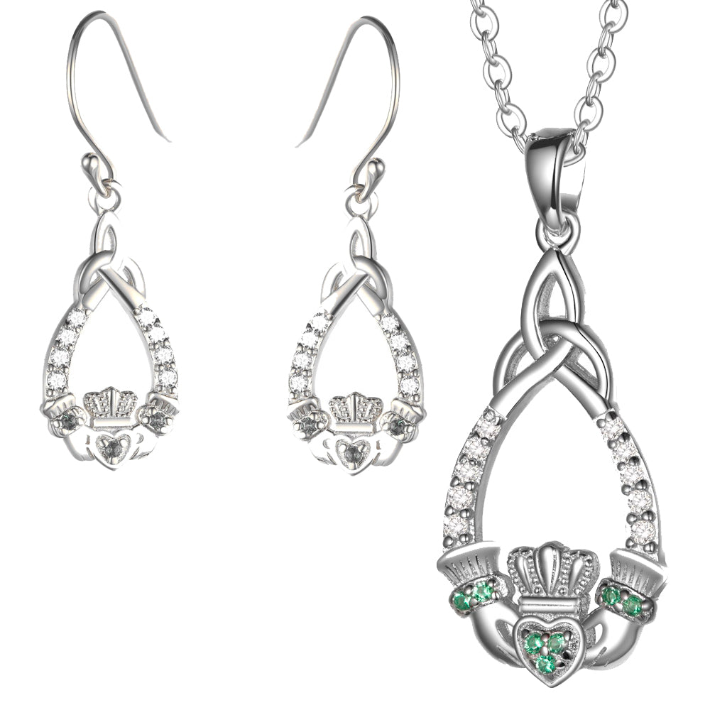 925 Silver CZ Celtic Claddagh Jewelry Sets