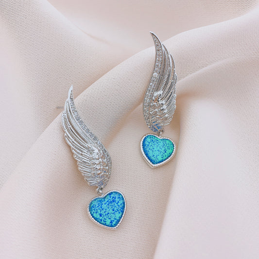 Women's Fashion Angel Wing Opal Earring