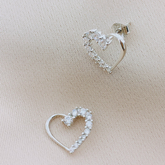 925 Silver Heart CZ Stud Earring