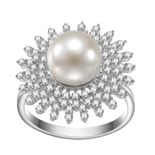 Women's Fashion CZ Pearl Ring
