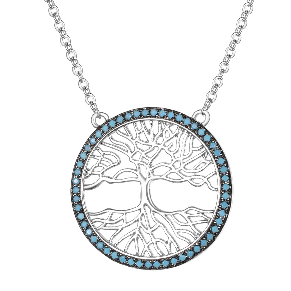 Women's Fashion CZ Life Tree Pendant Necklace