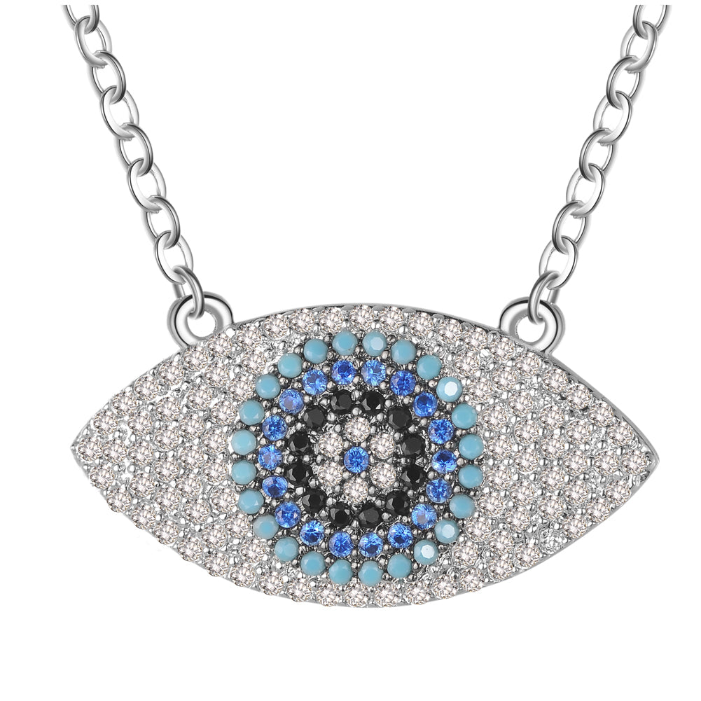 Women's Fashion CZ Evil eye Pendant Necklace