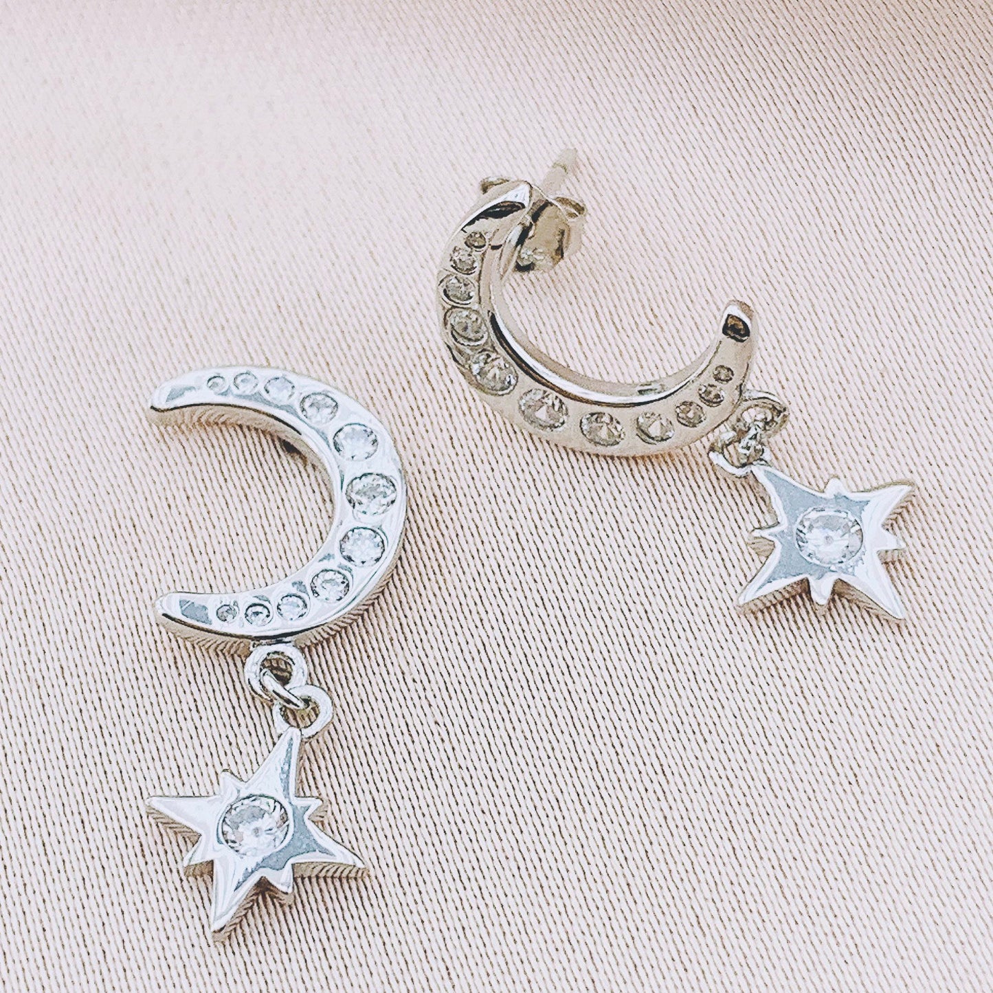 925 Silver Moon Starburst CZ Earring