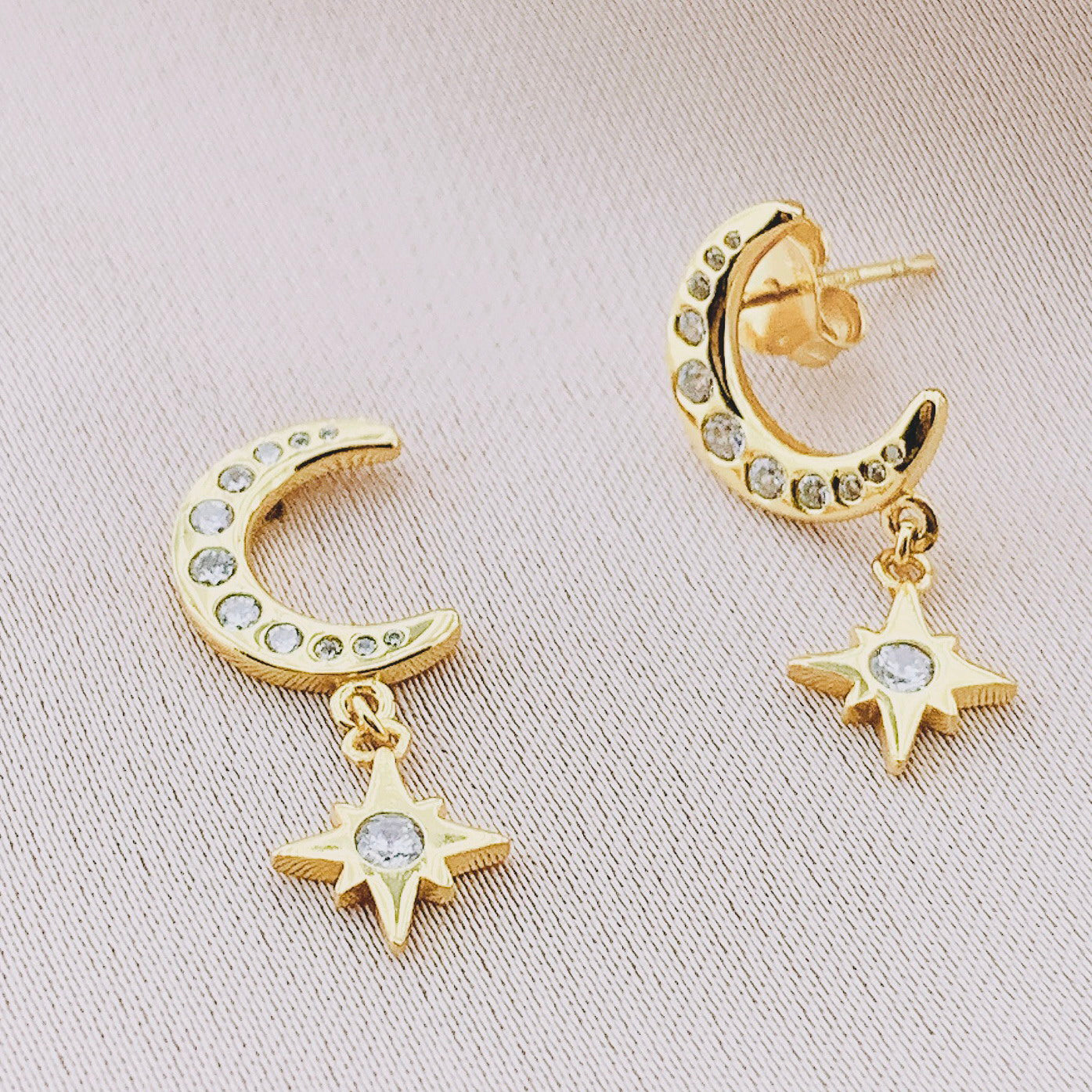 925 Silver Moon Starburst CZ Earring