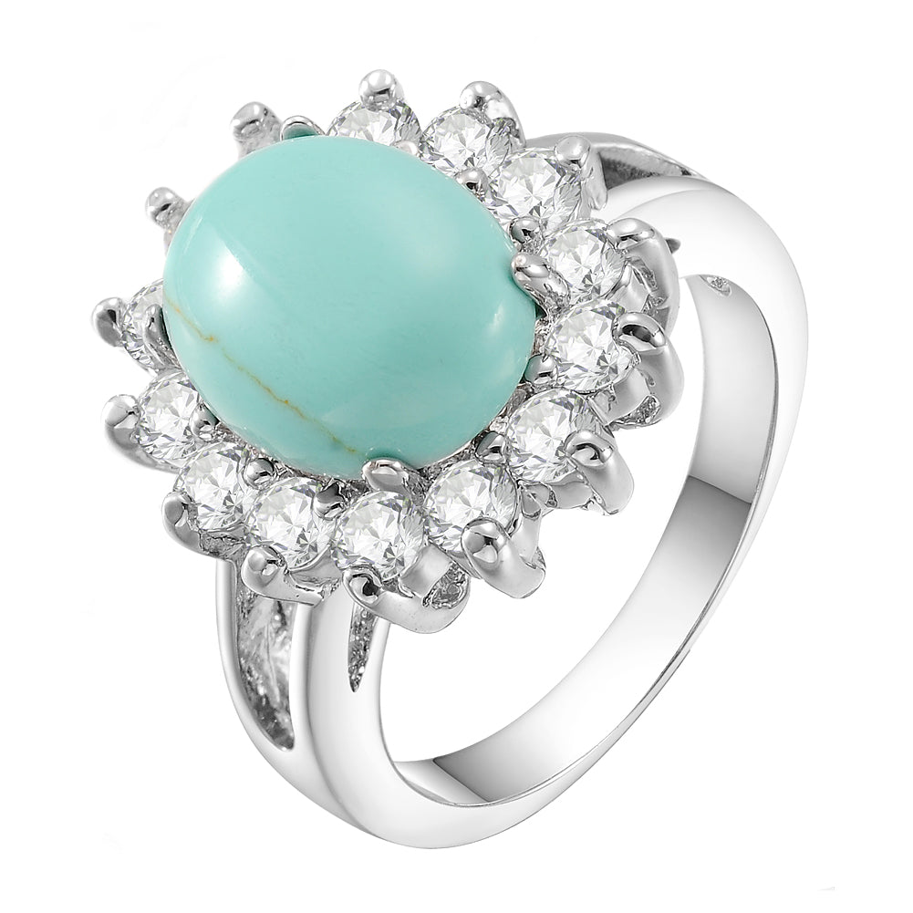 Women's Fashion CZ Pearl Turquoise Ring
