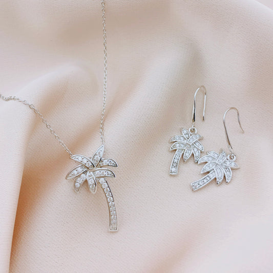 Women's Fashion CZ Palm Tree Jewelry Sets