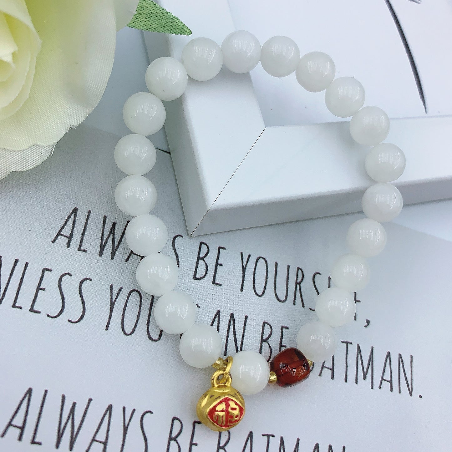 Women's Fashion White Marble Beads Gemstone Bracelet