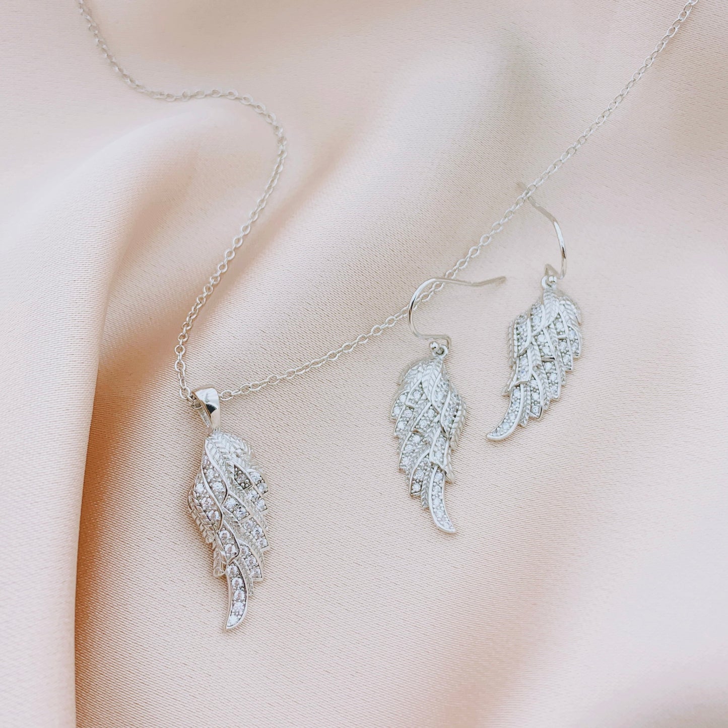 Women's Fashion Angel Wing Feather CZ Jewelry Sets