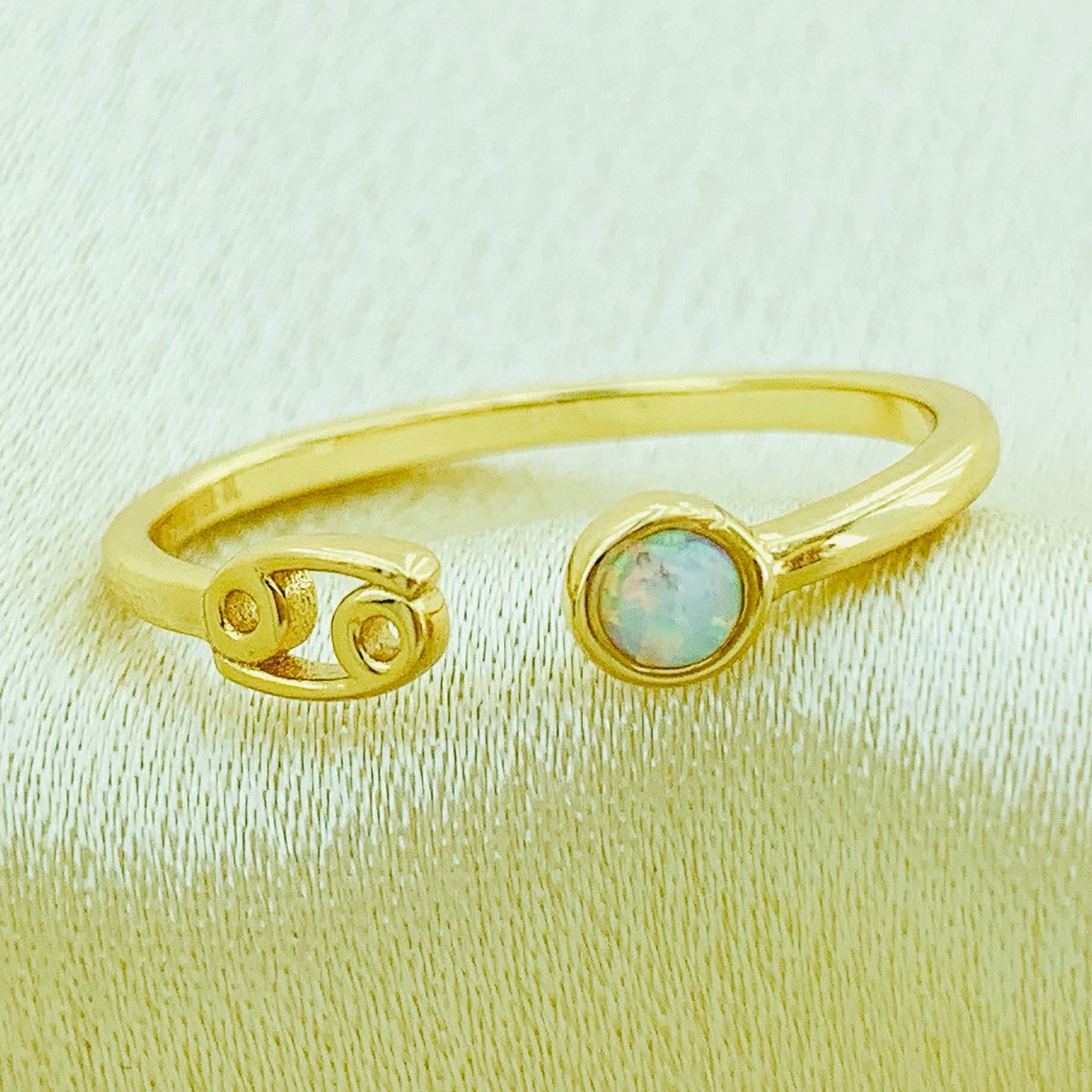 925 Silver Cancer Opal Constellation Ring