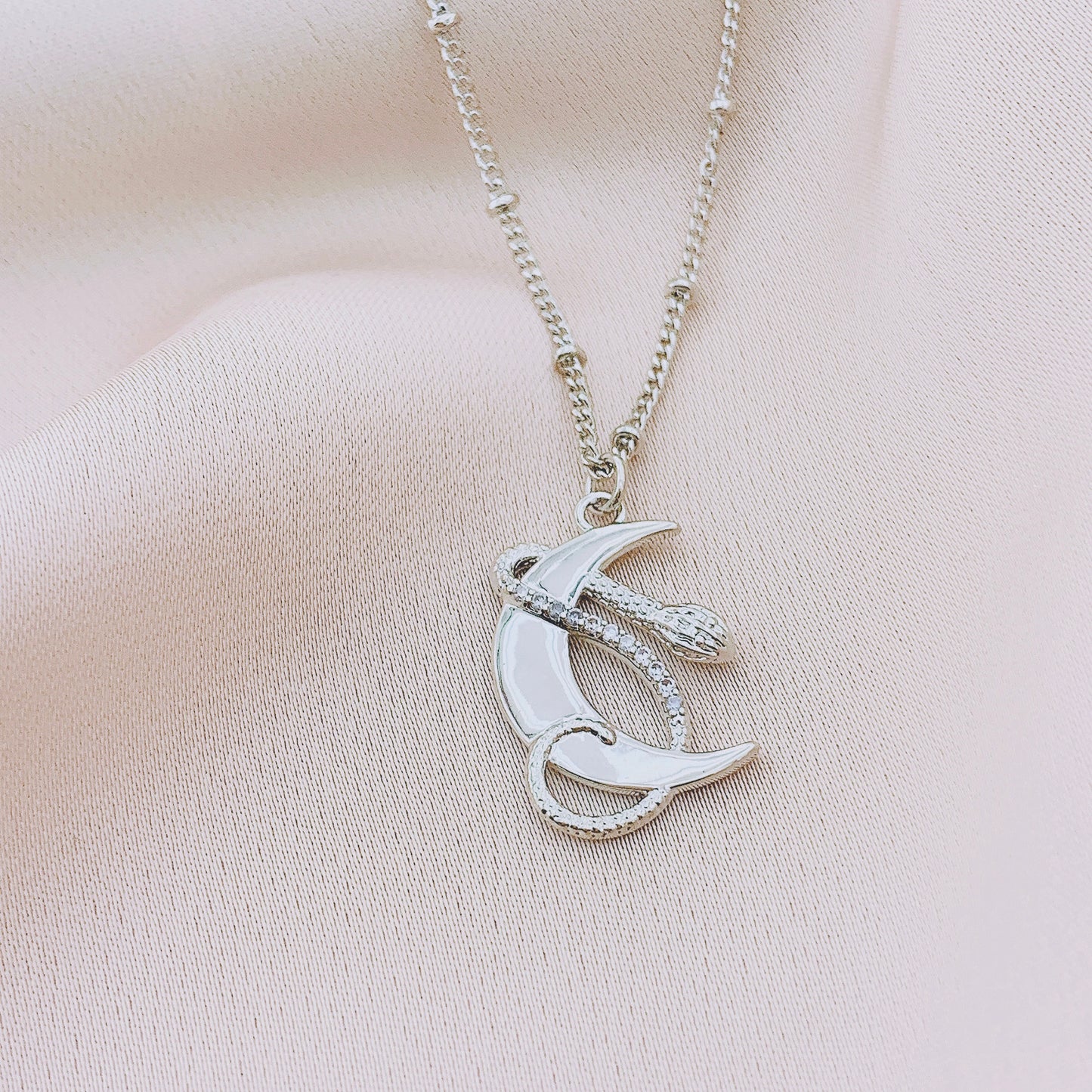 Women's Snake Crescent Moon Necklace