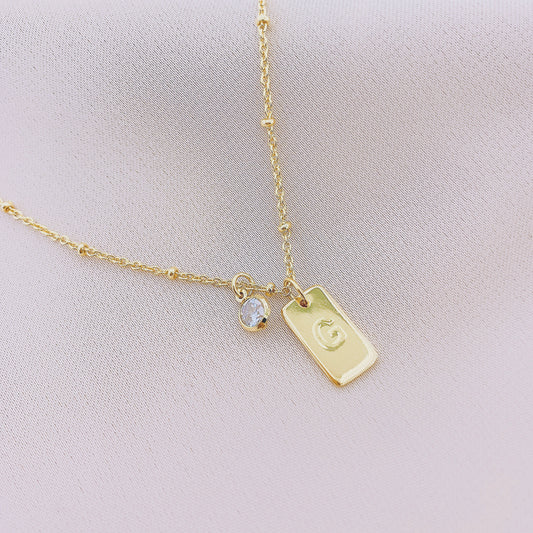 Women's Tag Initial Letter Necklace