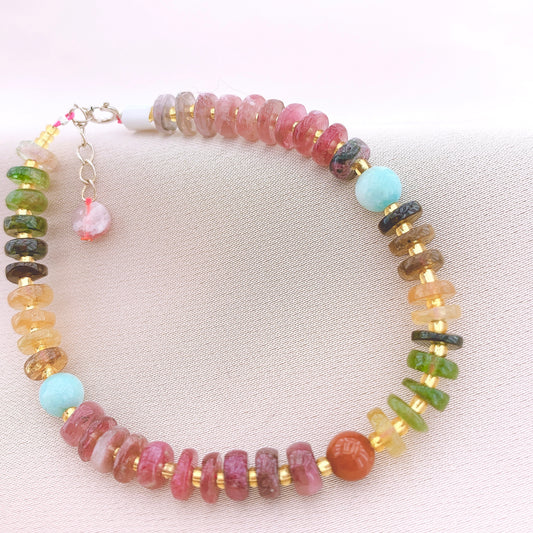 925 Silver Tourmaline Beads Gemstone Bracelet