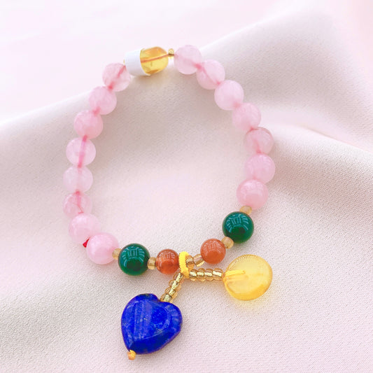 Women's Fashion Rose Quartz Beads Gemstone Bracelet