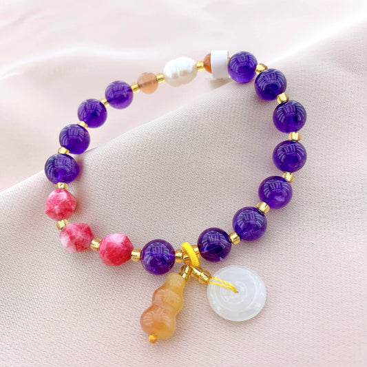 Women's Amethyst Crystal Beads Gemstone Bracelet