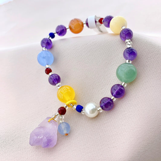 Women's Amethyst Beads Gemstone Bracelet