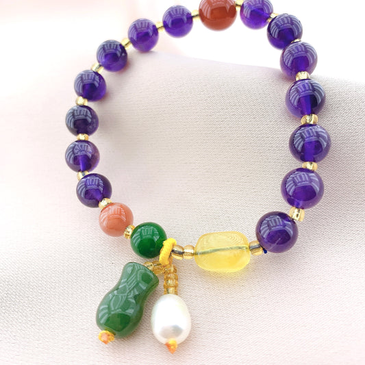 Women's Amethyst Crystal Beads Gemstone Bracelet